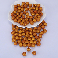 Gold Round Silicone Focal Beads, Chewing Beads For Teethers, DIY Nursing Necklaces Making, Gold, 15mm, Hole: 2mm