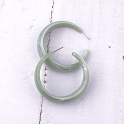 Vert Boucles d'oreilles minimalistes en résine acrylique en forme de C, bijoux d'oreille uniques