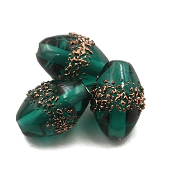 Dark Green Transparent Czech Glass Beads, Oval, Dark Green, 14x10mm