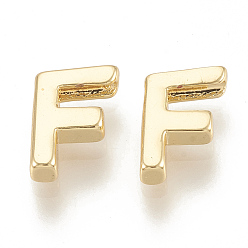 Letter F Brass Charms, Nickel Free, Real 18K Gold Plated, Letter.F, 7~8.5x4~7.5x2mm, Hole: 1mm