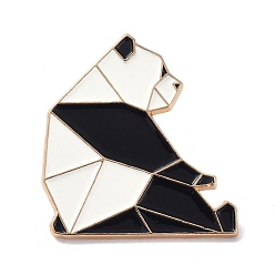 Black Origami Panda Enamel Pin, Alloy Enamel Brooch for Backpack Clothing, Golden, Black, 31x29.5x9.5mm