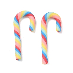 Colorful Handmade Polymer Clay Beads, No Hole/Undrilled, Christmas Candy Cane, Colorful, 30~32x11~12x3mm