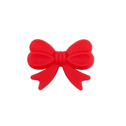 Red Bowknot Food Grade Silicone Beads, Chewing Beads For Teethers, DIY Nursing Necklaces Making, Red, 16x26mm