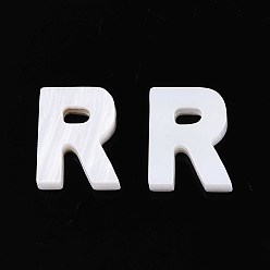 Letter R Подвески из натуральных пресноводных ракушек, для изготовления ювелирных изделий, кремово-белые, Буква R, 10x8x2.5 мм, отверстие : 0.8 мм
