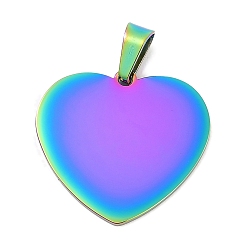 Rainbow Color Ионное покрытие (ip) 304 кулоны для штамповки из нержавеющей стали, зеркальная полировка, шарма сердца, Радуга цветов, 23x25x1.5 мм, отверстие : 2.8x6 мм