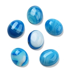 Полосатый Агат Окрашенные и нагретые натуральные полосчатые агатовые кабошоны, овальные, глубокое синее небо, 12x10x4.5 мм