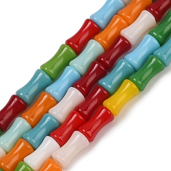 Разноцветный Стеклянные бусины с гальваническим покрытием , бамбук совместное, красочный, 7~8x4~5 мм, отверстие : 0.8 мм, около 45~50 шт / нитка, 14.37''~15.16'' (36.5~38.5 см)