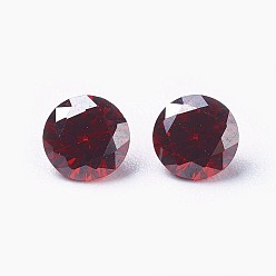 Dark Red Cubic Zirconia Pointed Back Cabochons, Diamond, Faceted, Dark Red, 5x3mm