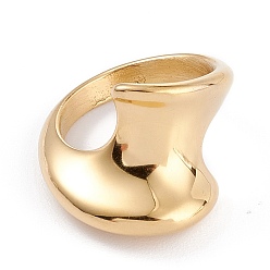 Golden Ion Plating(IP) Unisex 304 Stainless Steel Finger Rings, Golden, Size 7, 3.5~16.5mm , Inner Diameter: 17.3mm,