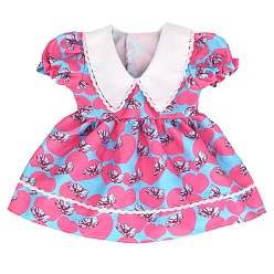 Фуксиновый Цветочный узор летняя ткань платье в стиле кукольного воротника, наряды для кукол, для 18 дюймовая кукла аксессуары для переодевания, красно-фиолетовые, 230 мм