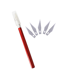 Red Leathercraft Aluminum Carving Craft Knife Kit, with Alloy Spare Knife Blades, for Crafts Arts, Red, 14x0.8cm