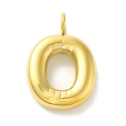 Letter O 304 Stainless Steel Pendants, Real 14K Gold Plated, Letter Charm, Letter O, 24x16.5x5mm, Hole: 4mm