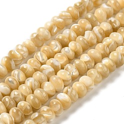 Wheat Natural Trochus Shell Beads Strands, Rondelle, Wheat, 7~7.5x4.5~5mm, Hole: 0.9mm, about 77~79pcs/strand, 15.16''~15.31''(38.5~38.9cm)