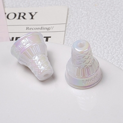 White UV Plating Acrylic Beads, Ice Cream Cone, White, 20.5x17.2mm, Hole: 3mm
