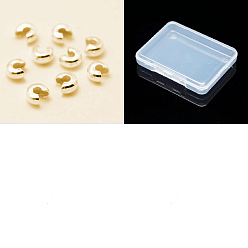 Golden 925 Sterling Silver Bead Tips Knot Covers, Golden, 4x5x2.5mm, 30pcs/box
