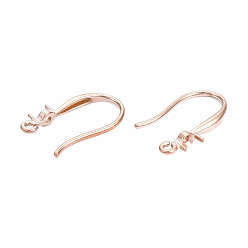 Rose Gold 316 Surgical Stainless Steel Hook with Rhinestone Settings and Horizontal Loop, Ear Wire, Rose Gold, Fit For 3mm Rhinestone, 11x16.5mm, Hole: 1mm, 21 Gauge, Pin: 0.7mm