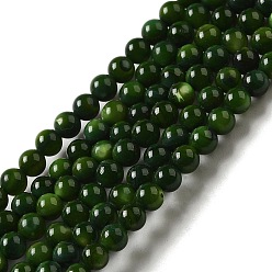 Vert Foncé Eau douce naturelle de coquillage perles brins, ronde, teint, vert foncé, 3mm, Trou: 0.5mm, Environ 124~132 pcs/chapelet, 14.96'' (38 cm)