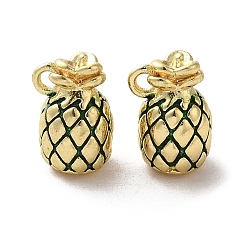 Real 18K Gold Plated Brass Enamel Charms, Pineapple Charms, Real 18K Gold Plated, 11.5x7.5x7mm, Hole: 1.2mm