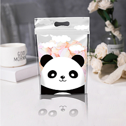 Panda Rectangle matériau composite ziplock mylar sac debout, fenêtre transparente anti-odeur refermable pour l'emballage pochette faveur du parti alimentaire brillant à lèvres stockage de bijoux, motif panda, 22.5x15.5x3.5 cm, 50 pièces / kit