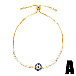 А Стильный браслет «дьявольский глаз» с синими циркониями - уникальное модное украшение