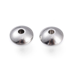 Нержавеющая Сталь Цвет Не тускнеет 202 разделительные бусины из нержавеющей стали, рондель, цвет нержавеющей стали, 8x4 мм, отверстие : 1.8 мм