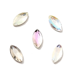 Mixed Color K9 Glass Rhinestone Cabochons, Flat Back & Back Plated, Faceted, Horse Eye, Mixed Color, 8x4x2mm