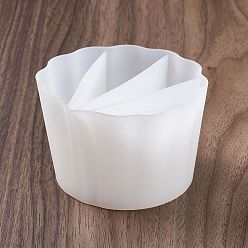 White Reusable Split Cup for Paint Pouring, Silicone Cups for Resin Mixing, 4 Dividers, Flower, White, 8.5x8.7x5.5cm, Inner Diameter: 6.5x1.9cm, 7.5x2.6cm