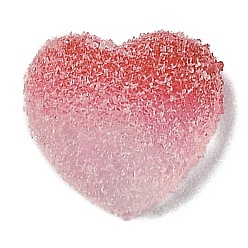 Salmon Resin Decoden Cabochons, Imitation Candy, Two Tone, Gradient Color, Heart, Salmon, 15.5x17x6mm