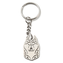 Stainless Steel Color 304 Stainless Steel Keychain, Dog, Stainless Steel Color, 8.1cm