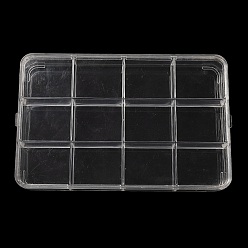 Clear 12 Grids Transparent Plastic Bead Storage Boxes with Lid, Rectangle, Clear, 22.6x14.2x3.35cm