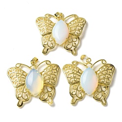 Опал Opalite подвески, латунные подвески-бабочки, золотые, стойки покрытие, без кадмия и без свинца, 41.5x45x8 мм, отверстие : 8x4.5 мм