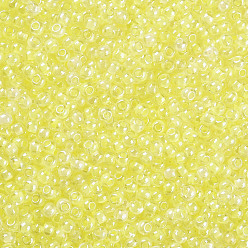 Зелено-Желтый Fgb 6/0 круглый стеклянный бисер класса А, прозрачные цвета внутри, блеск покрытием, зеленый желтый, 6/0, 4x3 мм, отверстие : 1 мм, Около 4500 шт / фунт
