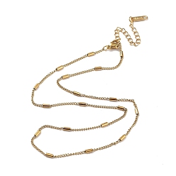 Real 18K Gold Plated Ion Plating(IP) 304 Stainless Steel Column Beaded Curb Chains, Satellite Chain Necklace, Real 18K Gold Plated, 15.75~16.34 inch(40~41.5cm)