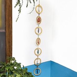 Coloré Irrégulière 7 chakra agate naturelle puces carillon à vent en bois pendentif décoration, colorées, 1000mm