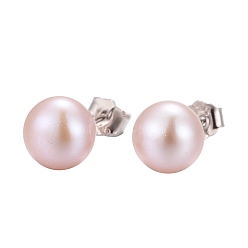 Фиолетовый Подарки на день святого валентина 925 серьги-гвоздики из стерлингового серебра, с жемчуг, фиолетовые, 17x7 мм, штифты : 0.6 мм