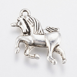 Antique Silver Tibetan Style Alloy Pendants, Unicorn, Lead Free & Cadmium Free, Antique Silver, 16x20x4mm, Hole: 2mm