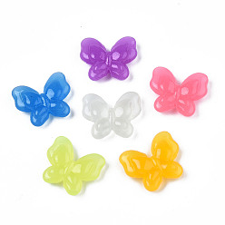 Mixed Color Luminous Acrylic Beads, Glow in the Dark, Butterfly, Mixed Color, 17.5x21x6mm, Hole: 1.8mm, about 415pcs/500g