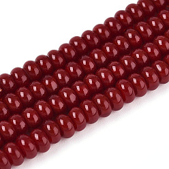 Темно-Красный Непрозрачные с напылением стеклянные бусины, рондель, темно-красный, 4x2.5 мм, отверстие : 0.7 мм, около 135 шт / нитка, 14.96'' (38 см)