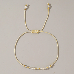 Cristal de cuarzo Pulseras de cuentas trenzadas con piedras de nacimiento naturales para mujer, cristal de cuarzo, con granos de cobre amarillo, diámetro interior: 11 pulgada (28 cm)