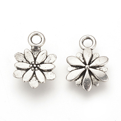 Античное Серебро Подвески из сплава в тибетском стиле, цветок, без кадмия и без свинца, античное серебро, 14x9.5x2 мм, Отверстие : 2 мм , около 2770 шт / 1000 г