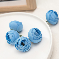 Bleu Bleuet Tête de fleur de rose artificielle en soie, pour la fête, mariage, décoration de scène, bleuet, 40x35mm