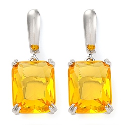 Золотистый Прямоугольные серьги-кольца с паве из кубического циркония из латуни для женщин, платина, золотые, 32x13 мм