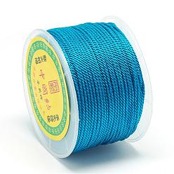 Dodger Blue Nylon Threads, Milan Cords/Twisted Cords, Dodger Blue, 1.5~2mm, about 54.68 yards(50m)/roll