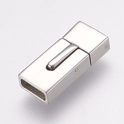 Stainless Steel Color 304 Stainless Steel Bayonet Clasps, Smooth Surface,  Rectangle, Stainless Steel Color, 23x10x6mm, Hole: 3x8mm