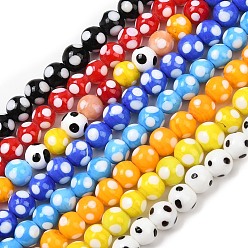 (52) Непрозрачная лаванда Бусины лэмпворк , круглый в горошек, разноцветные, 10x9.5~10 мм, отверстие : 1.8 мм, около 39 шт / нитка, 14.76'' (37.5 см)