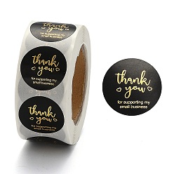 Black 1 Inch Thank You Stickers, Adhesive Roll Sticker Labels, for Envelopes, Bubble Mailers and Bags, Black, 25mm, 500pcs/roll