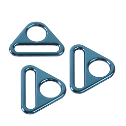 Steel Blue Electroplate Alloy Adjuster Triangle with Bar Swivel Clips, D Ring Buckle, Steel Blue, 27mm, Inner Size: 25mm