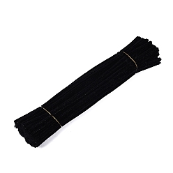 Black Pipe Cleaners, DIY Chenille Stem Tinsel Garland Craft Wire, Black, 300~305x5~7mm, about 95~100 strip/bundle