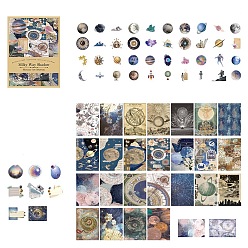 Planet Vintage Handmade Art Gallery Material Retro Scrapbook Paper, Collage Creative Journal Decoration Backgroud Sheets, Planet, 60~93x60~100mm