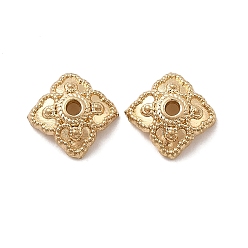 Матовый Золотой Цвет Цветок латуни крышки шарика, стойки покрытие, без кадмия, без никеля и без свинца, долговечный, матовый золотой цвет, 8.8x8.5x3.5 мм, отверстие : 1.5 мм
